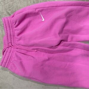 Nike Pink Fleece Joggers with White Swoosh